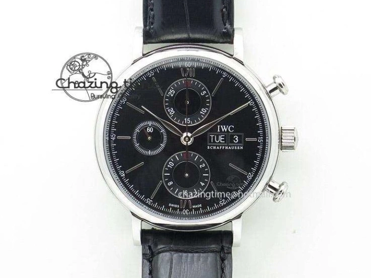 MIROTIME 0822 Cozy Pilot Chrono SS IW387802 V6F 1:1 Best Edition On Brown Leather Strap A 7323